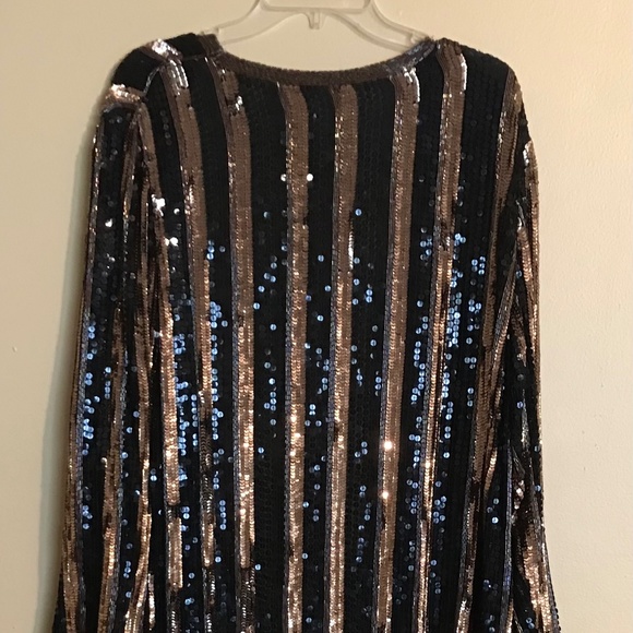 Vintage Sequined Black and Copper Evening Coat/Duster Size M/L - Picture 1 of 7